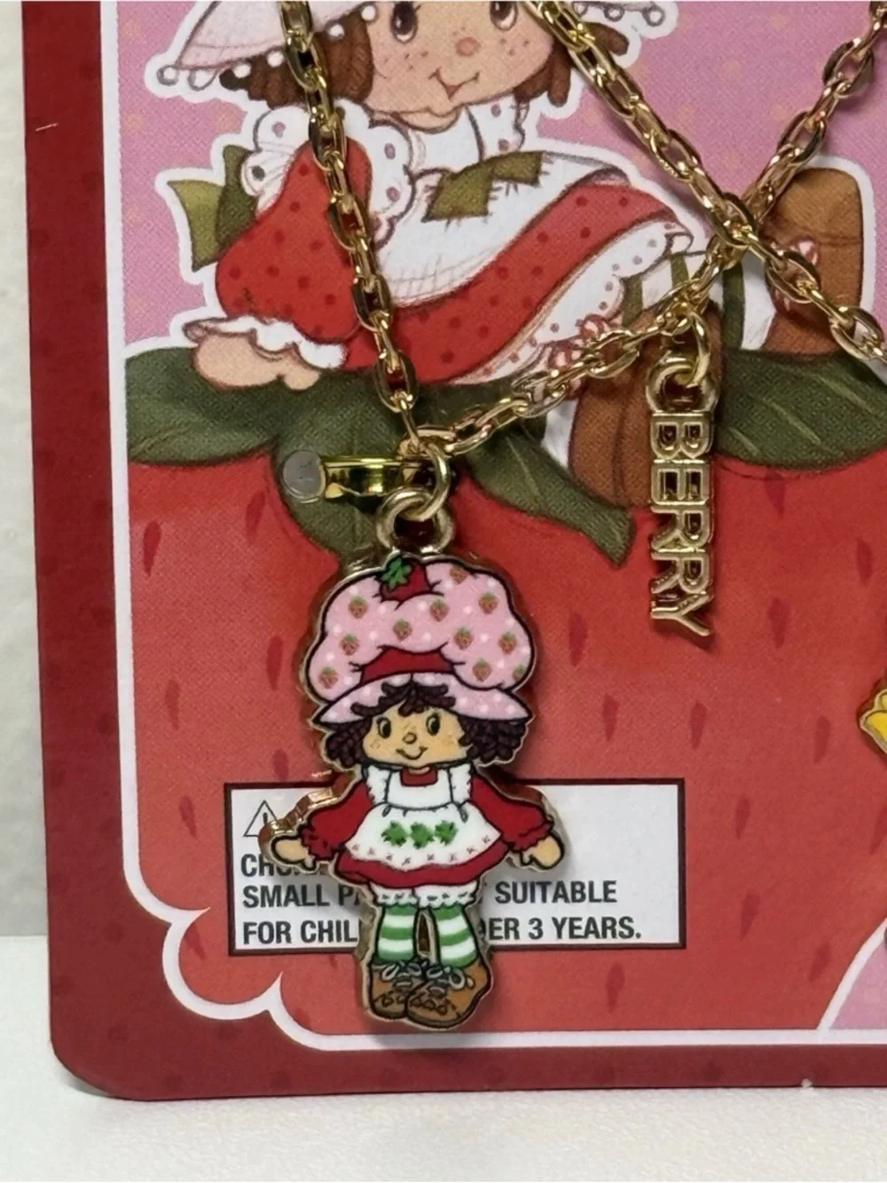 Strawberry Shortcake Berry Besties BFF Necklaces Duo With Orange Blossom Clasp